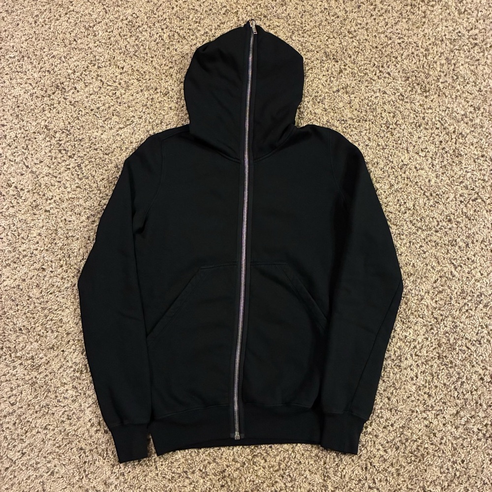 Rick Owens Black Full Hood Zip-Up Gimp Hoodie Sweatshirt Size M Medium